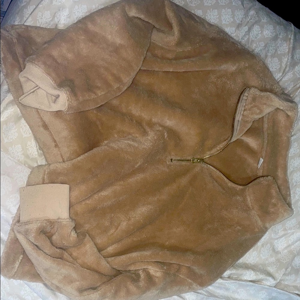 Cozy Tan Quarter-Zip Pullover